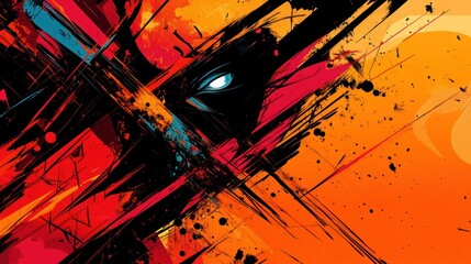 Abstract Fiery Brushstrokes: A Dynamic Digital Artwork