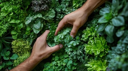 Gentle Hands Amongst Lush Greenery: A Tapestry of Verdant Life