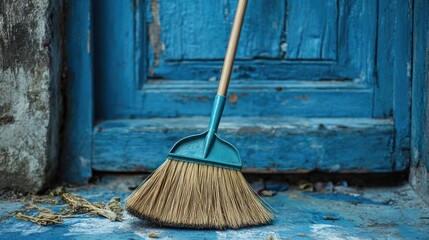 Blue Door Broom Cleaning Scene