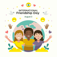 Creative International Friendship Day Poster Vector Illustration | Colorful Design Celebrating Global Unity, Love, and Togetherness