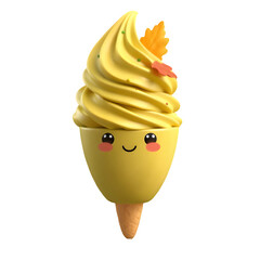 Adorable frozen yogurt treat autumn leaves sweet happiness delightful dessert