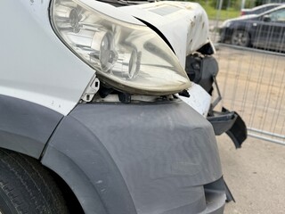 This minibus was significantly damaged as a result of a serious head-on collision. A seriously...