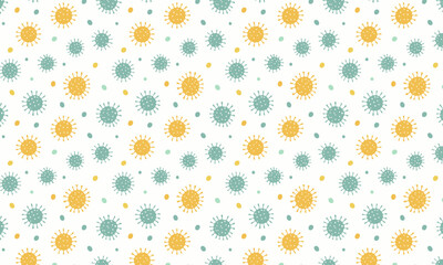 Cute Sun and Germs Pattern - Abstract Kids Science Seamless Background