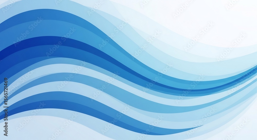 Poster abstract blue wave pattern: dynamic gradient flow on white background