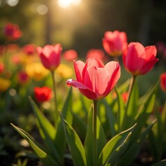 red tulips in the garden