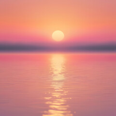 Golden Sunrise Over Tranquil Horizon in Soft Pastel Sky &ndash; Nature Beauty Scene, ai