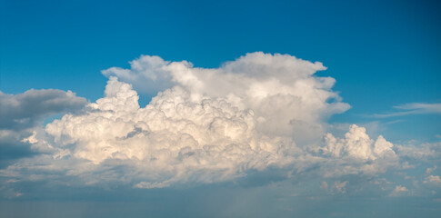 Florida weather in summer rain season. Blue sky with white clouds. Bright skyscape