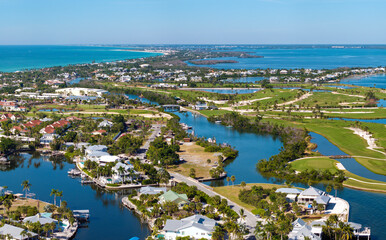 Large residential homes in island small town Boca Grande on Gasparilla Island in southwest Florida....