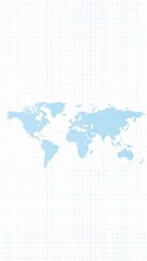 Subtle Blue World Map Overlaid on a Soft Gridded White Background