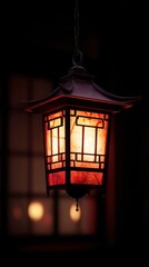 Traditional Hanging Lantern: Ambient Glow in Vintage Asian Design
