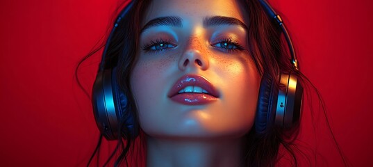 Girl With Headphones Music Immersion Portrait Art