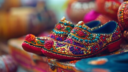 Ethnic footwear and jewelry for Navratri in vibrant colors