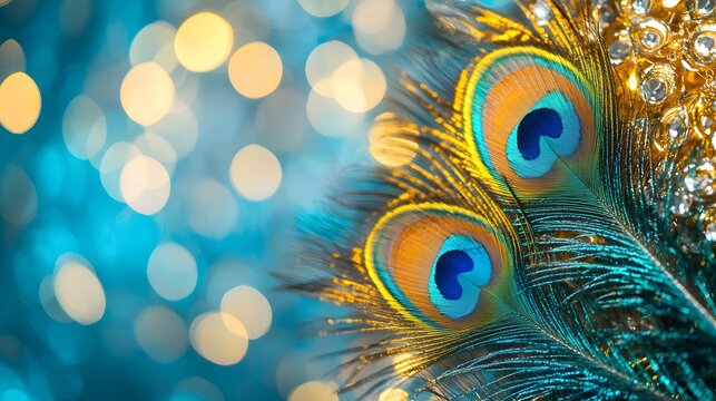 Decorative backdrop with peacock feathers and Navratri motifs