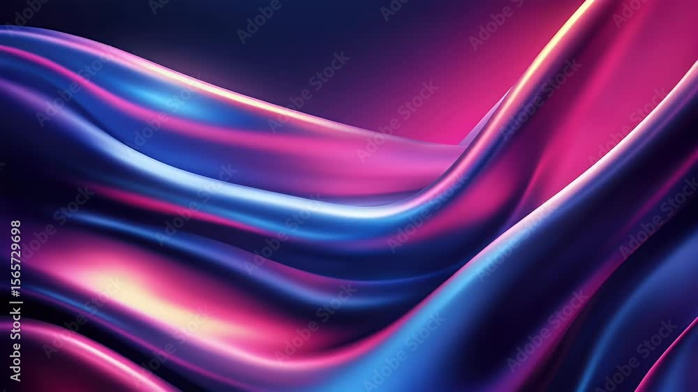 Aufkleber abstract flowing iridescent shapes in shades of blue and pink dynamic form modern art concept futuri