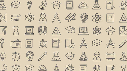 Seamless Pattern of Education and Science Icons: Back to School, Knowledge, and Learning