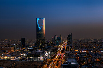 A view of Riyadh city at dusk