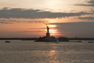Liberty state at sunset