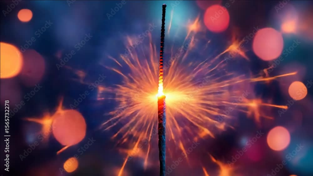 Aufkleber colorful fireworks exploding in the sky against a dark background, creating an energy-filled and cel