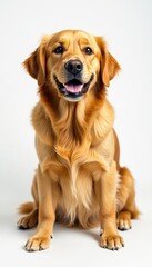Obraz premium Golden retriever, relaxed pose, white background, isolated, furry