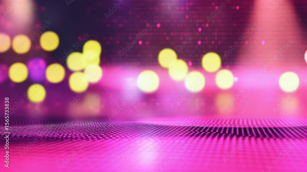 Poster abstract digital surface with bokeh effect and sparkling particles illuminated by stage lights. mode