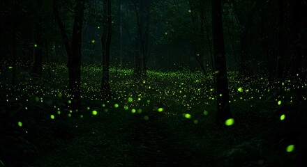 Bioluminescent Forest: A Symphony of Fireflies at Night