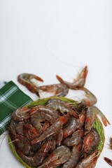 Fresh large shrimps on the table