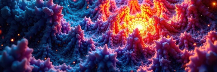 Obraz premium Kaleidoscopic explosion of color, fractal forms, gradient, design, background