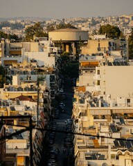 Athens urban landscape at sunset