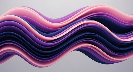 Abstract Pink and Purple Wavy Lines on Gray Background