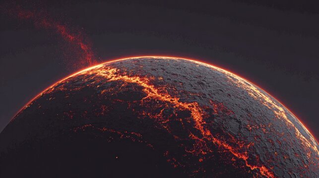 Molten planet volcanic landscape