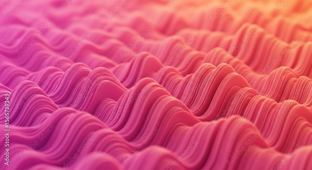 Poster abstract pink waves: gradient flowing lines with depth and texture