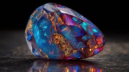 Colorful Opal Gemstone: Vibrant Blue and Orange Macro Photography