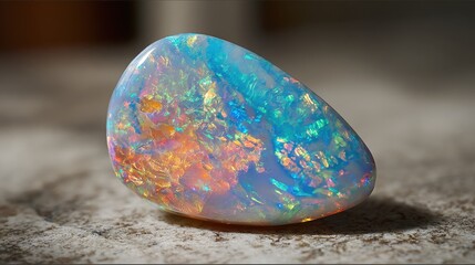 Iridescent Opal Gemstone: Natural Mineral Beauty in Macro Photography