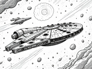 page of coloring book, cosmos