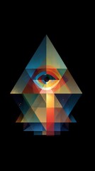 Mystical Eye Abstract: Vibrant Geometric Design & Pyramid Art