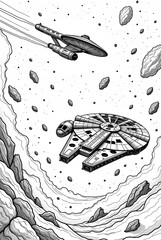 page of coloring book, cosmos