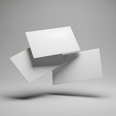 Mockup. Three floating white rectangles against a gray background, creating a minimalist and modern visual effect.