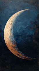 Crescent Moon in Starry Night Sky: Abstract Cosmic Illustration in Blue Tones
