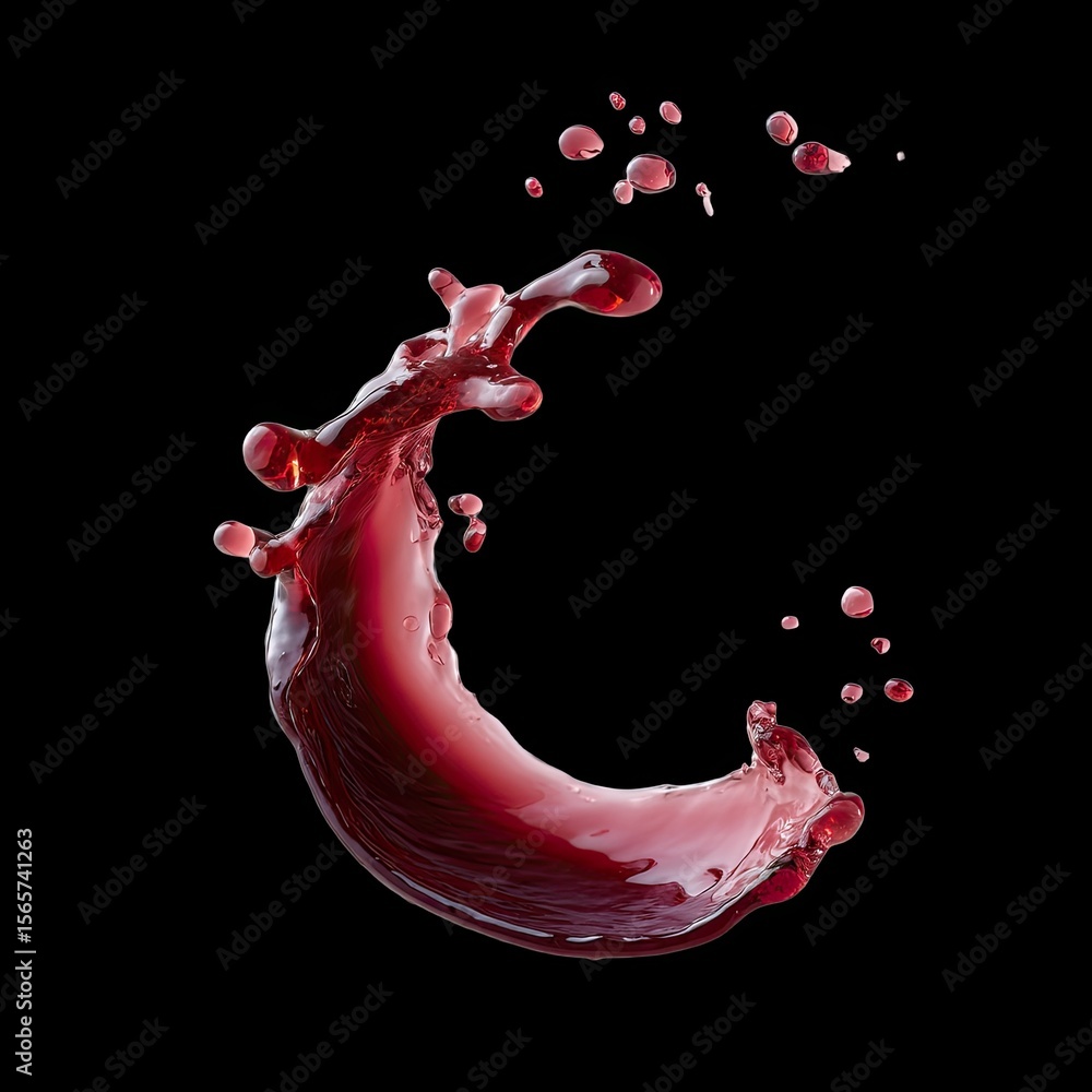 Aufkleber dynamic splash of red liquid on black background in high resolution