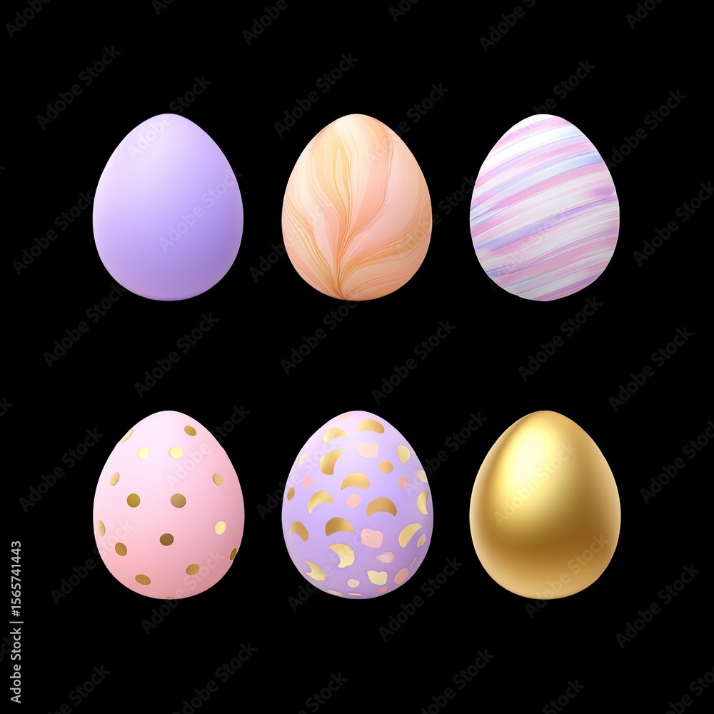 Poster decorative easter eggs in soft colors and unique patterns