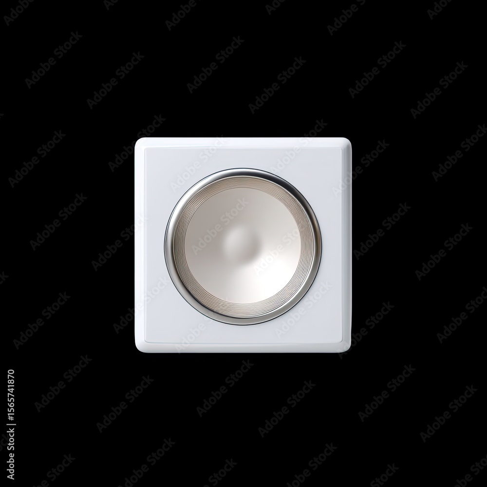 Poster minimalist circular table lamp with white base and soft glowing light