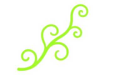 Light green flourish forming a decorative swirl with transparent background, ideal for graphic design projects
