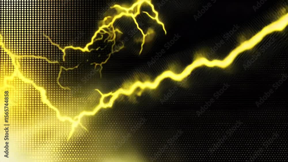 Poster dynamic yellow lightning flashes against a black background with textured effects a vivid display of