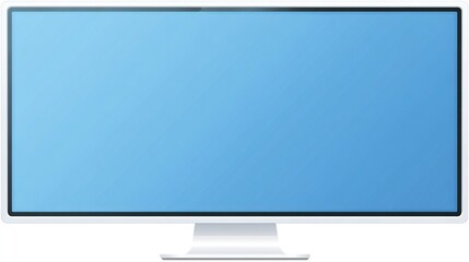 White monitor with a light-blue screen