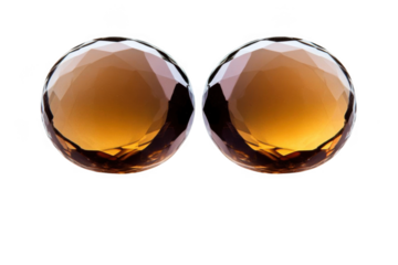 Two Golden Orbs with Faceted Surfaces and Abstract Theme