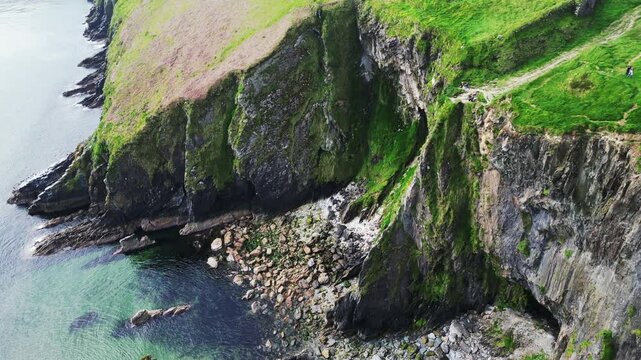 Kinsale, Ireland, May 22, 2024: The Old Gead Cliffs and Golf Course Near Kinsale from a UAV Drone on the Kinsale Cape Country Cork.