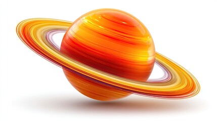 Orange planet with swirling ring system