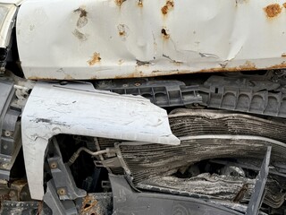 This minibus was significantly damaged as a result of a serious head-on collision. A seriously...