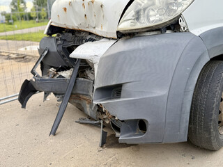 This minibus was significantly damaged as a result of a serious head-on collision. A seriously...