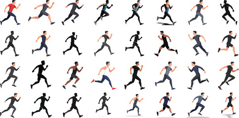 Vector Silhouette of a Man Running at Full Speed – Athletic Action Pose